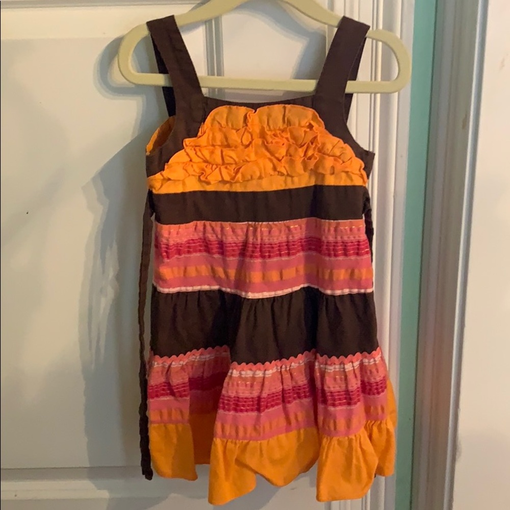 2T Orange, pink and brown fall dress